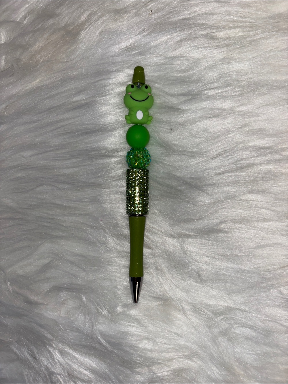 Green Frog Beaded Kids Pen - Unbranded